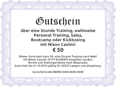 Personal Training Gutschein